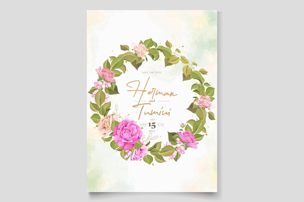 손으로 그린 꽃 웨딩 카드 세트