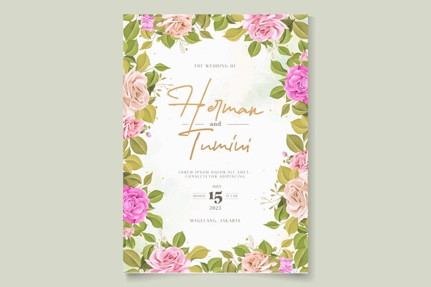 hand drawn floral wedding card set