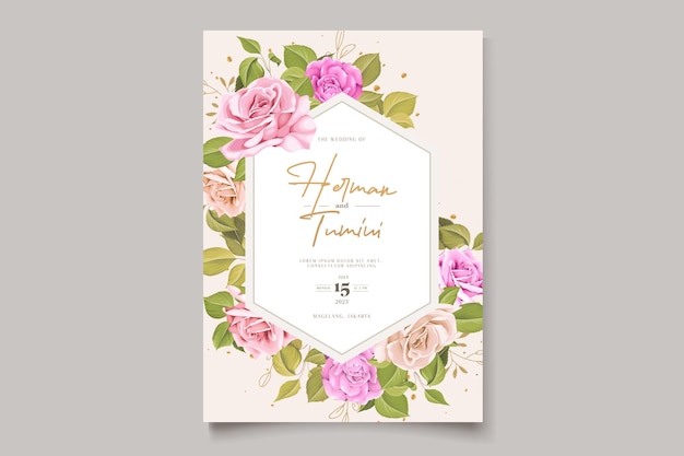 hand drawn floral wedding card set