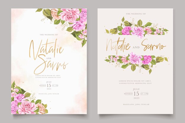 Набор рисованной цветочные свадебные открытки