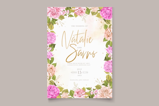 hand drawn floral wedding card set