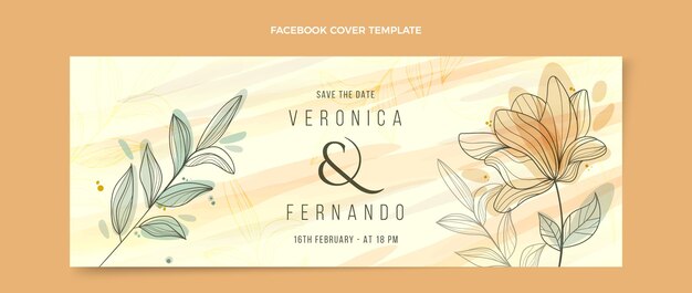 hand drawn floral wedding facebook cover