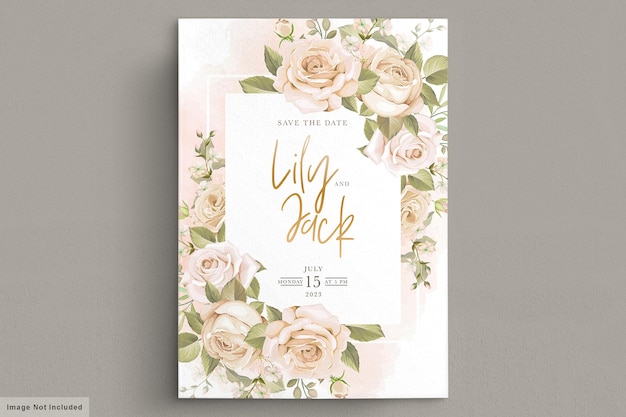 Hand drawn floral wedding invitation card set