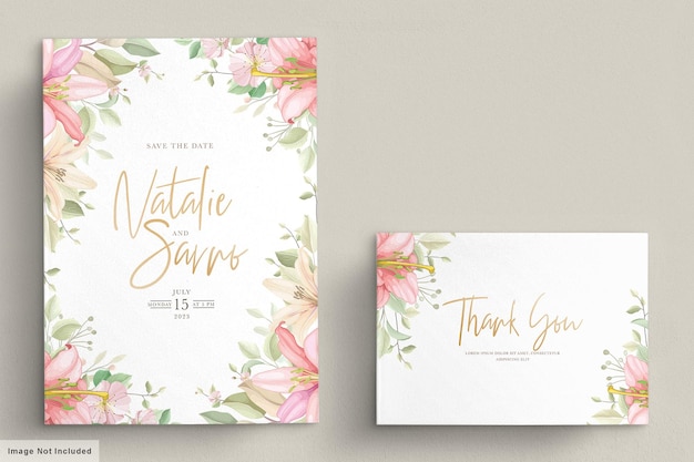 Set di carte invito matrimonio floreale disegnato a mano