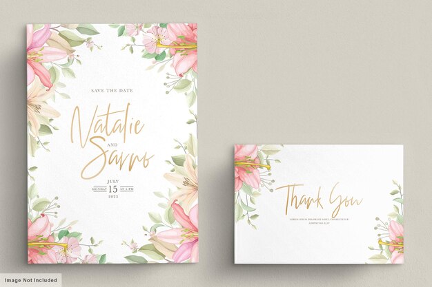 hand drawn floral wedding invitation card set
