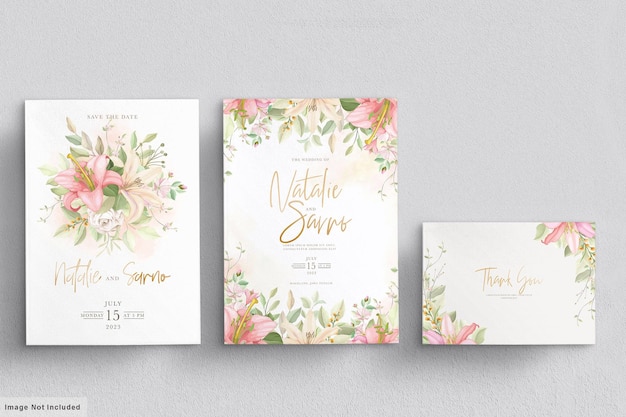 Hand drawn floral wedding invitation card set