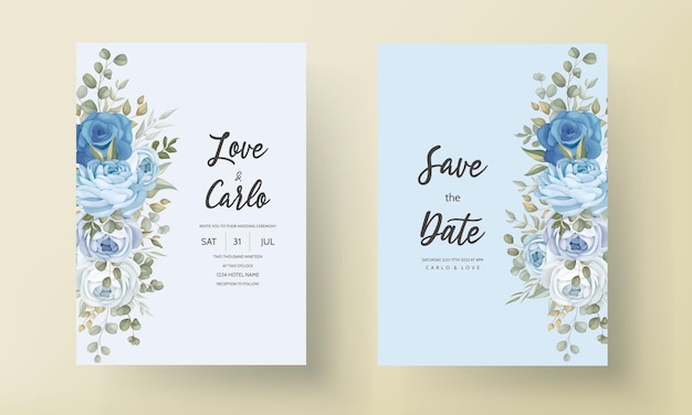 手描きの花の結婚式の招待カードのテンプレート