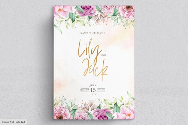 손으로 그린 꽃 결혼식 초대 카드
