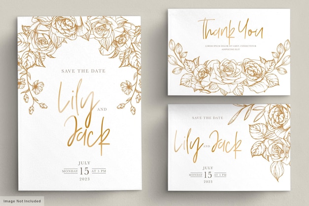 hand drawn floral wedding invitation card