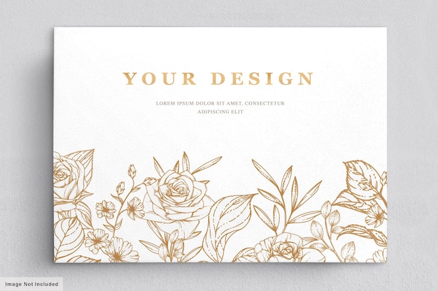 hand drawn floral wedding invitation card