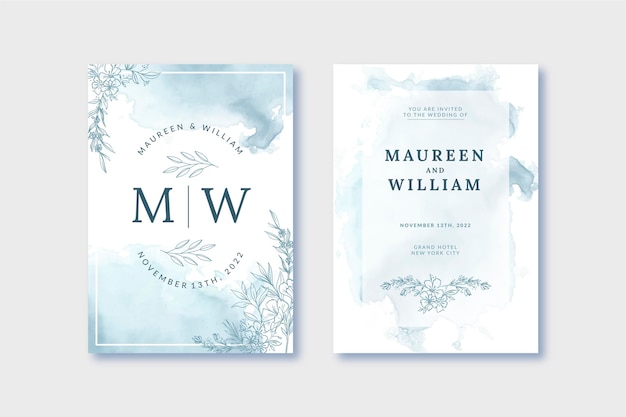 Free vector hand drawn floral wedding invitation template
