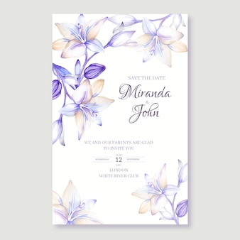 Hand drawn floral wedding invitation template