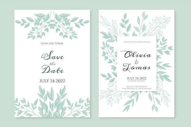 Hand drawn floral wedding invitation