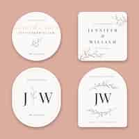 Free vector hand drawn floral wedding labels collection