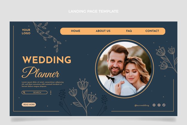 Free vector hand drawn floral wedding landing page