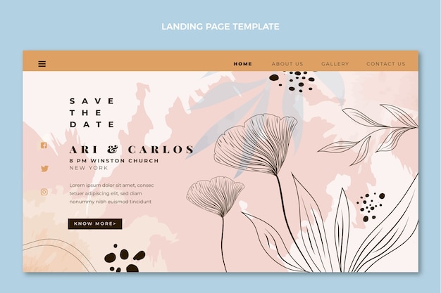 Free vector hand drawn floral wedding landing page