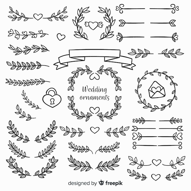 Hand drawn floral wedding ornaments