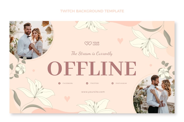 Hand drawn floral wedding planner twitch background