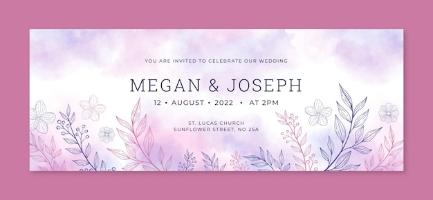 Hand drawn floral wedding social media cover template