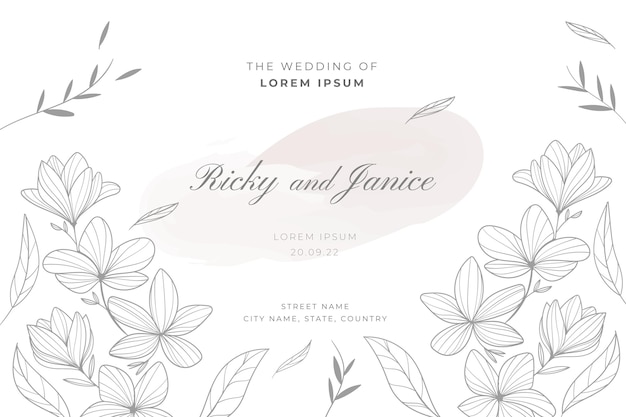 Free vector hand drawn floral wedding template