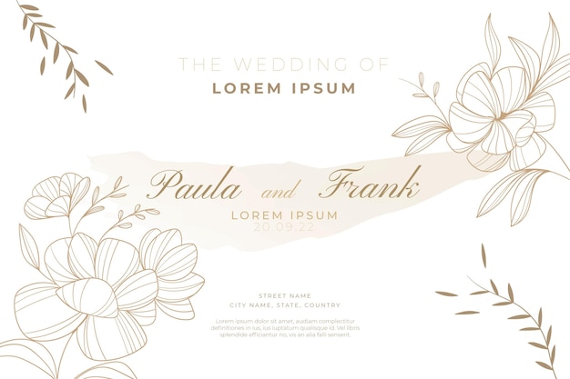 Hand drawn floral wedding template