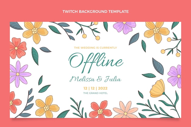 Hand drawn floral wedding twitch background