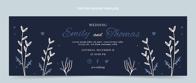 Free vector hand drawn floral wedding twitter header