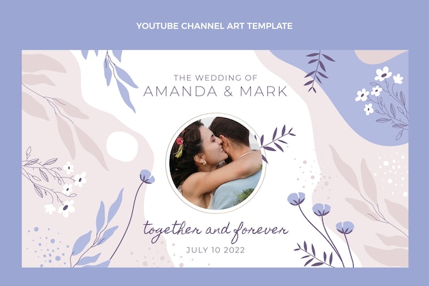 Free vector hand drawn floral wedding youtube channel art