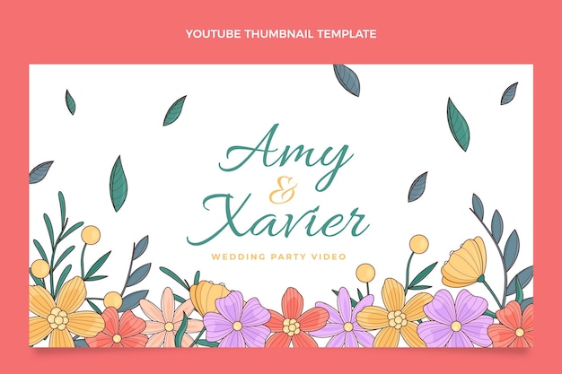 Hand drawn floral wedding youtube thumbnail