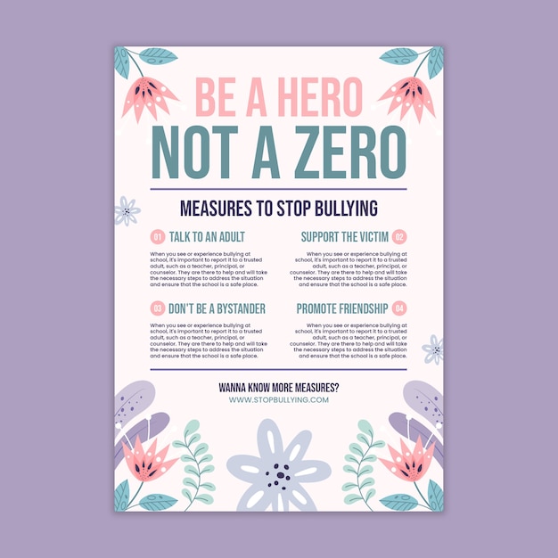 Hand drawn floral words matter: anti bullying poster