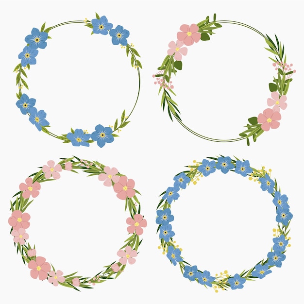 Free vector hand drawn floral wreath collection