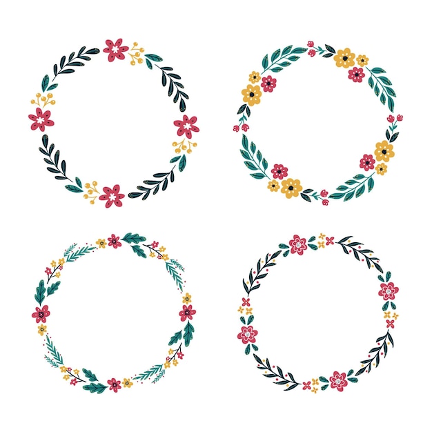 Hand drawn floral wreath collection