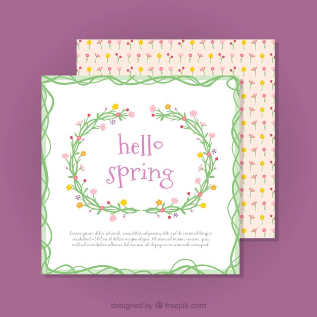 Hand drawn floral wreath spring cards