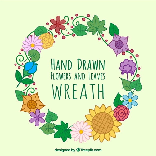 Free vector hand drawn floral wreath