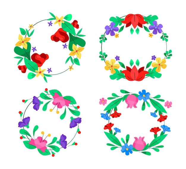 Hand drawn floral wreaths collection