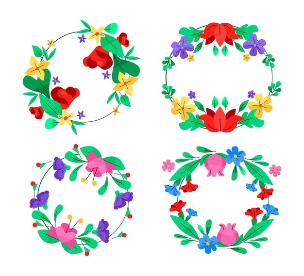 Hand drawn floral wreaths collection