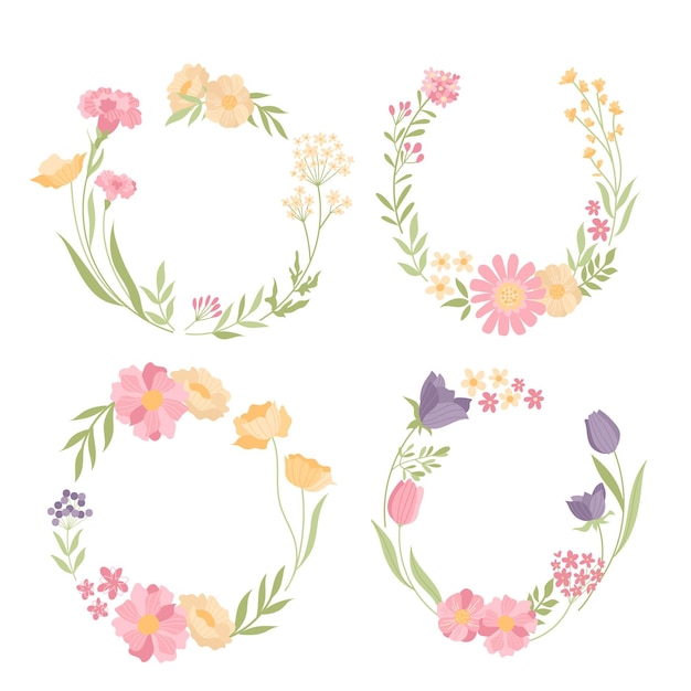 Hand drawn floral wreaths collection