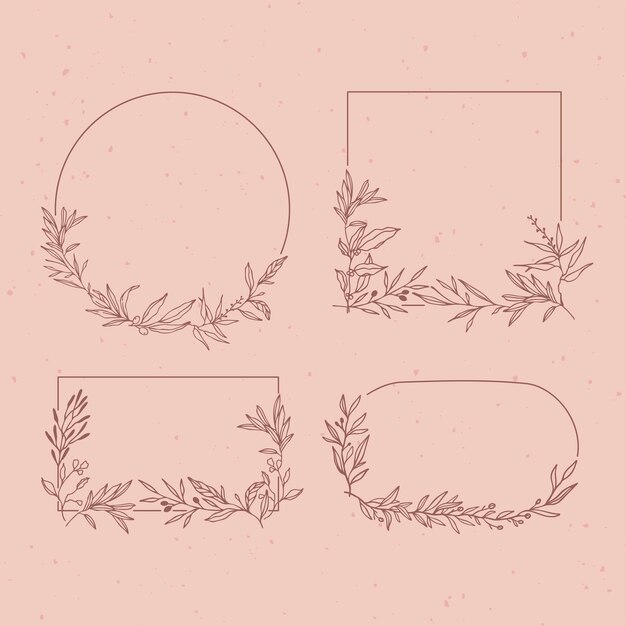 Hand drawn floral wreaths collection