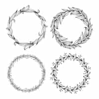 Free vector hand drawn floral wreaths collection