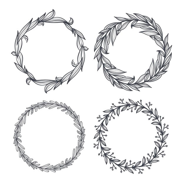 Hand drawn floral wreaths collection