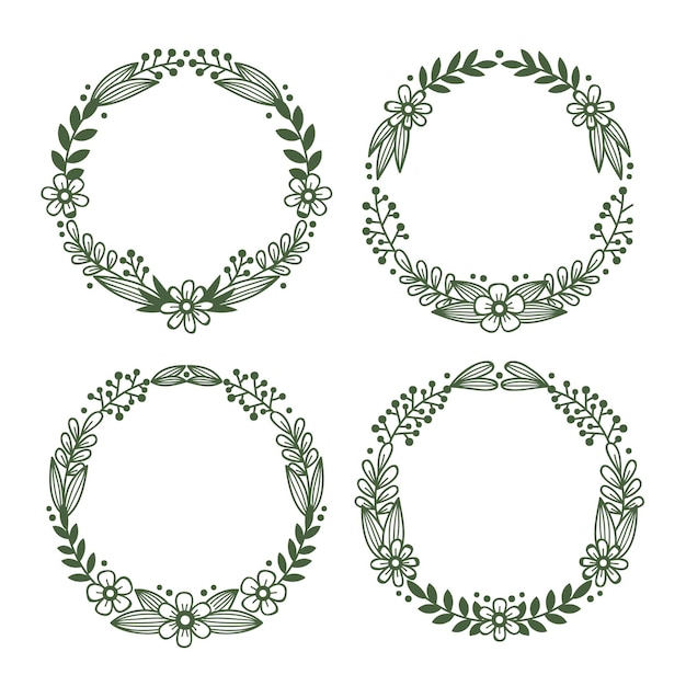 Hand drawn floral wreaths collection