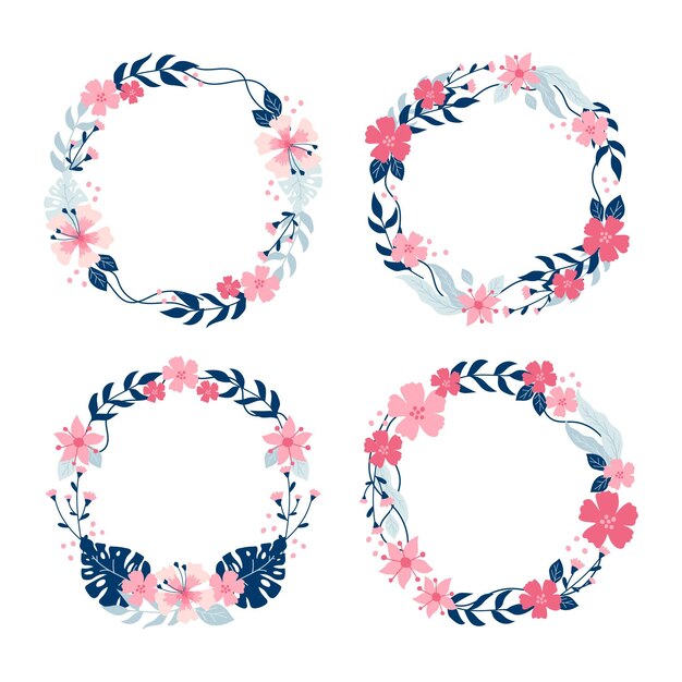 Hand drawn floral wreaths collection