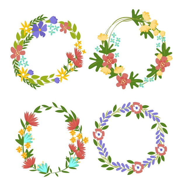 Free vector hand drawn floral wreaths collection