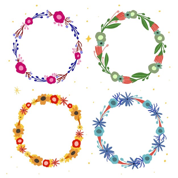 Hand drawn floral wreaths collection