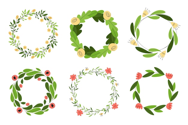 Free vector hand drawn floral wreaths collection