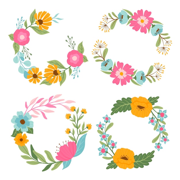 Hand drawn floral wreaths collection