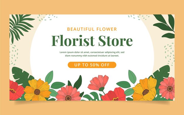 Free vector hand drawn florist job facebook template