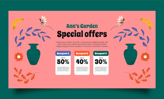 Free vector hand drawn florist job facebook template