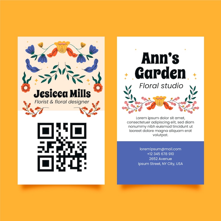 Free Vector hand drawn florist job id card template