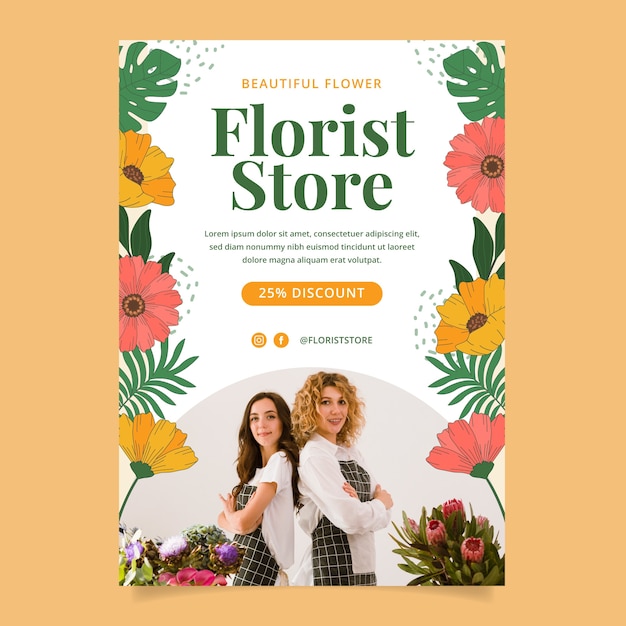 Free vector hand drawn florist job poster